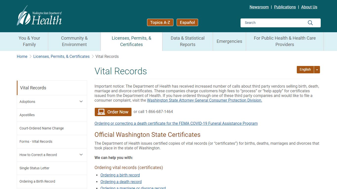 Vital Records | Washington State Department of Health
